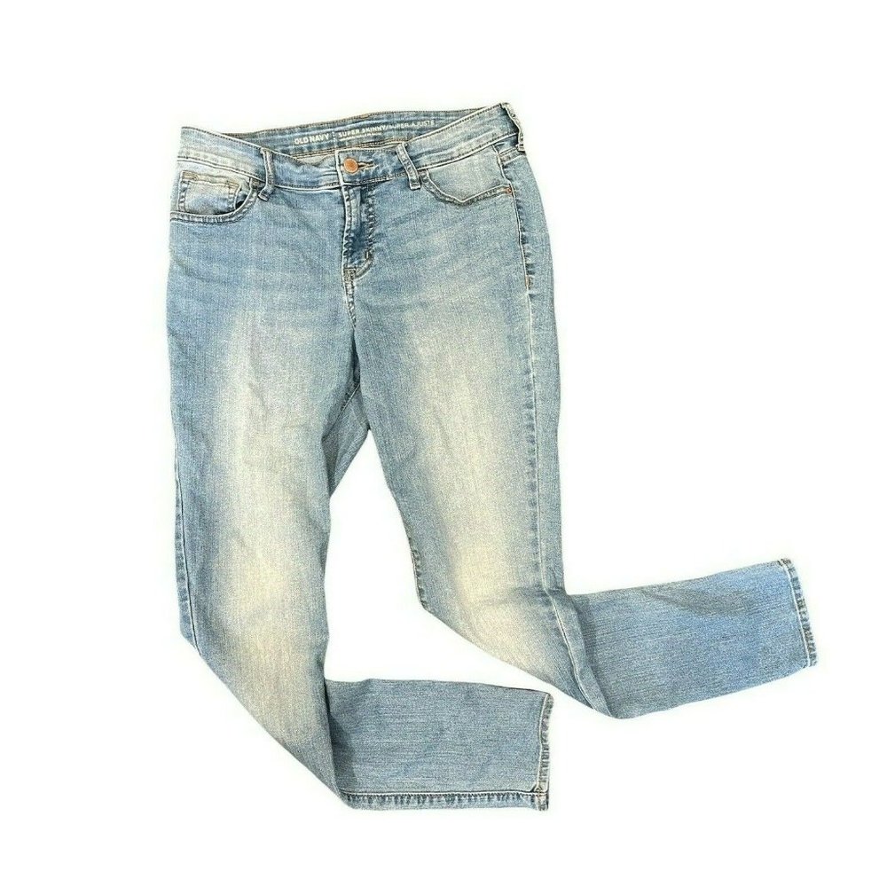 Old Navy Super Skinny Women's Size 6 Mid Rise Jeans Light Bleach Wash Blue Denim